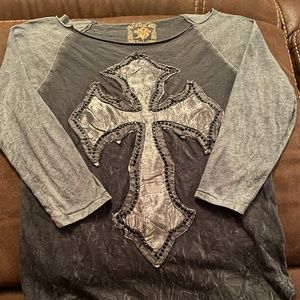 Rhinestone cross shirt